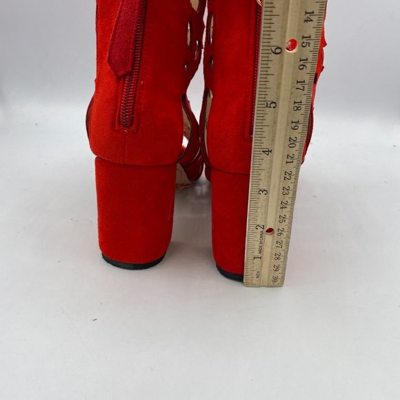 A YDN Red Block Heel Gladiators Strappy Sandal - Picture 5 of 9